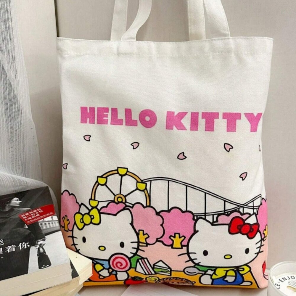 SANRIO Hello Kitty Pink & White Canvas Tote Bag (BRAND-NEW & SUPER‎ CUTE!)